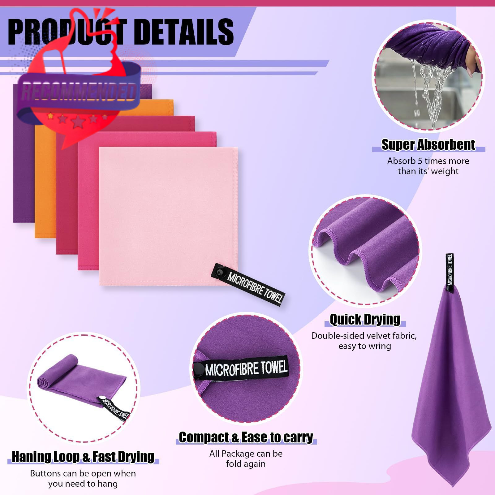 PullCrease 20 Pcs Microfiber Sweat Towels Gym Handkerchiefs Bulk – 12 x 12…