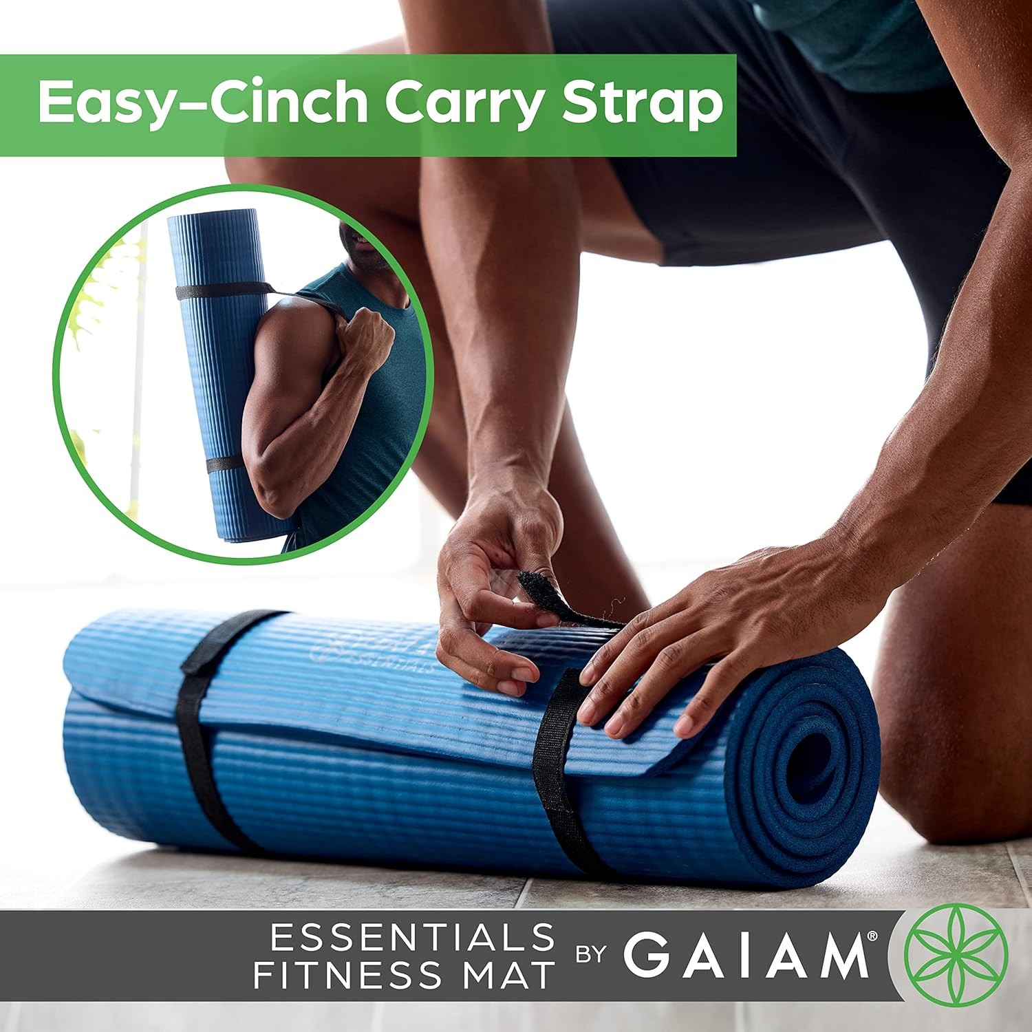 Gaiam Essentials 2/5&Prime; Thick (10mm) Yoga & Pilates, Fitness & Exercise Mat with E