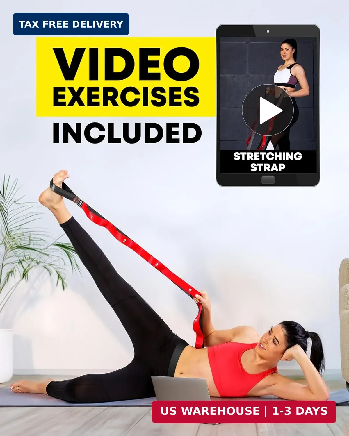 Stretching Strap with Loops – Non Elastic Stretch Band for Physical Therapy, Yog