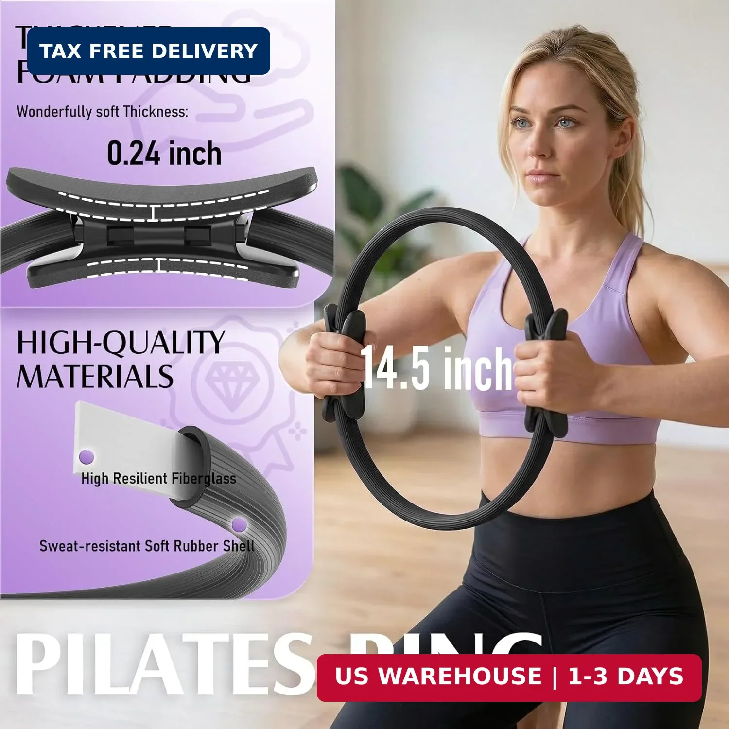 JKSHMYT Pilates Ring Fitness Circle for Women, Pilates Equipment – 14.5&Prime; Home Ma
