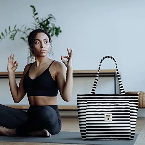 Yoga Bags for Women with Yoga Mats Bags Carrier Carryall Canvas Tote stripes