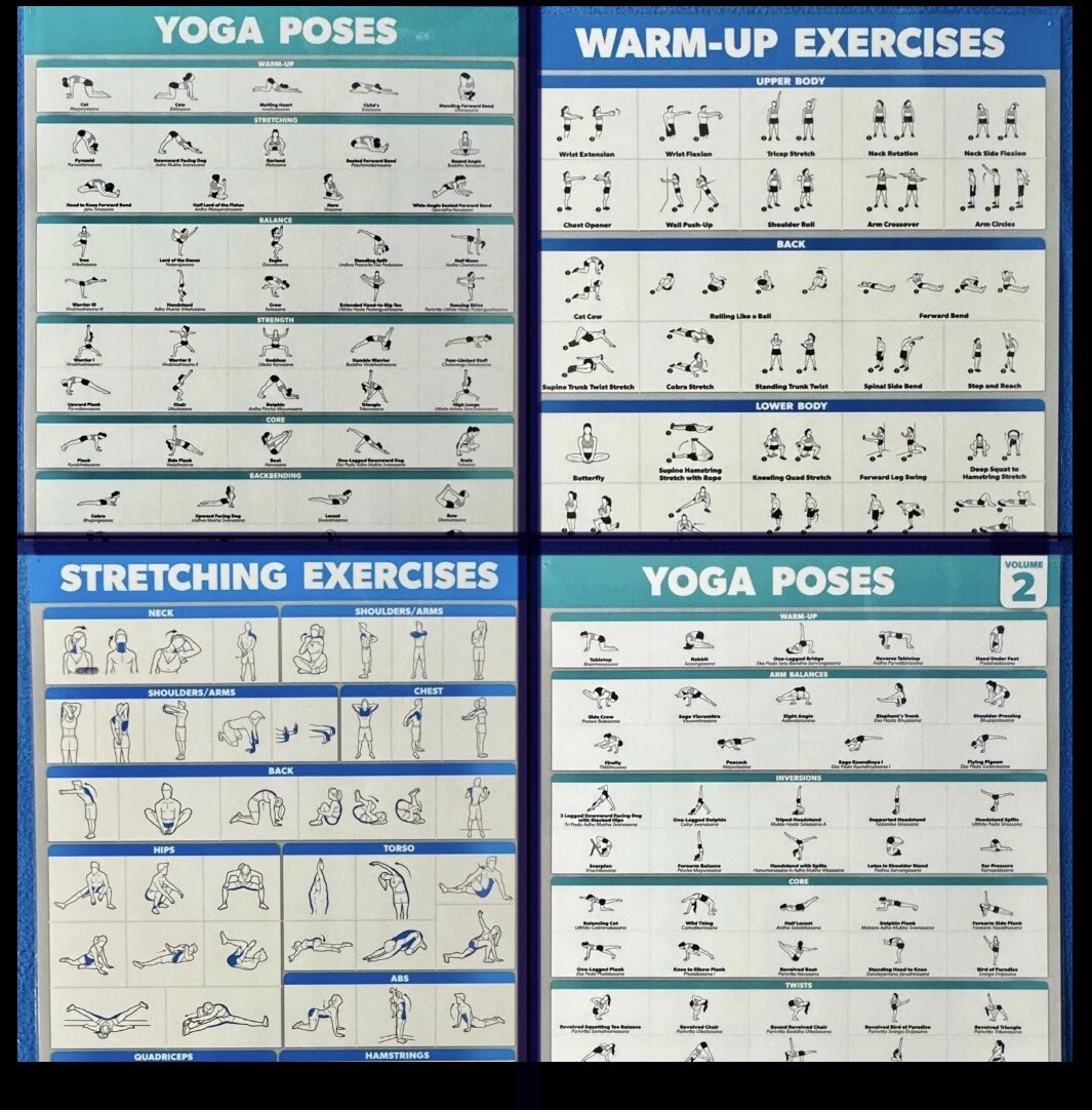 QuickFit Yoga Posters 4 Posters Stretching Warm-up Exercise Palace Learning