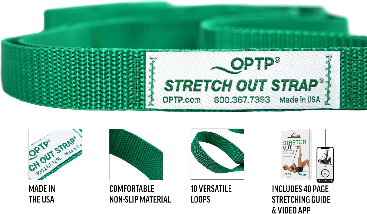 the Original Stretch Out Strap with Exercise Book, USA Made Top Choice Stretch O
