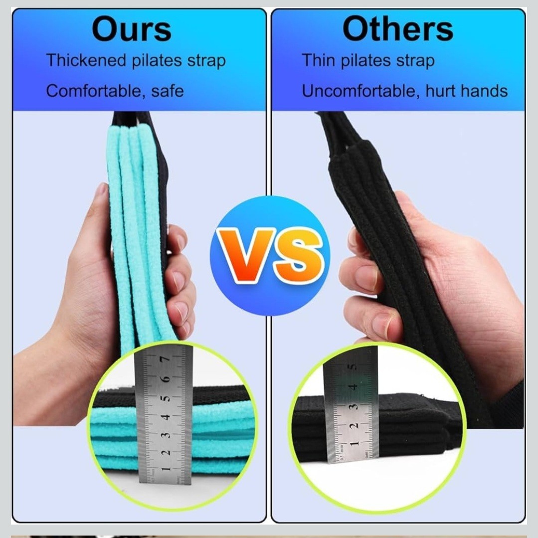Pilates Double Loop Straps, Thickened D-Ring Handle Fitness Strap, 2 Length Yoga