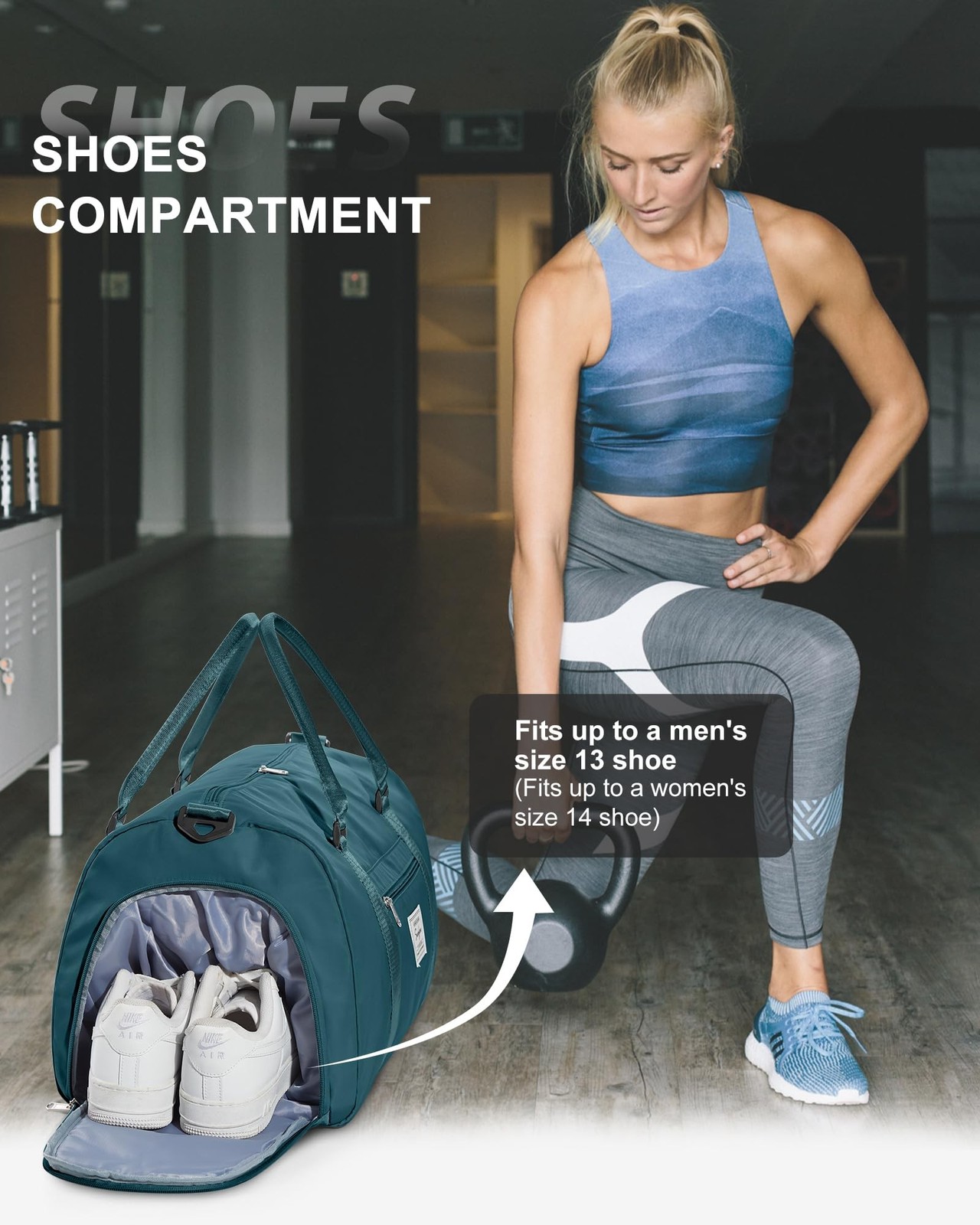 Gym Bag Womens Mens with Shoes Compartment and Wet Pocket Travel Duffel Bag f…