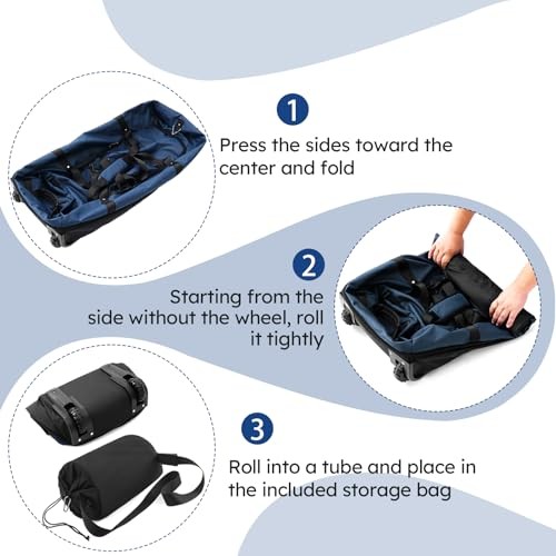 110L Expandable to 140L 32” Foldable Oxford Soft-Sided Rolling Duffle Navy Blue