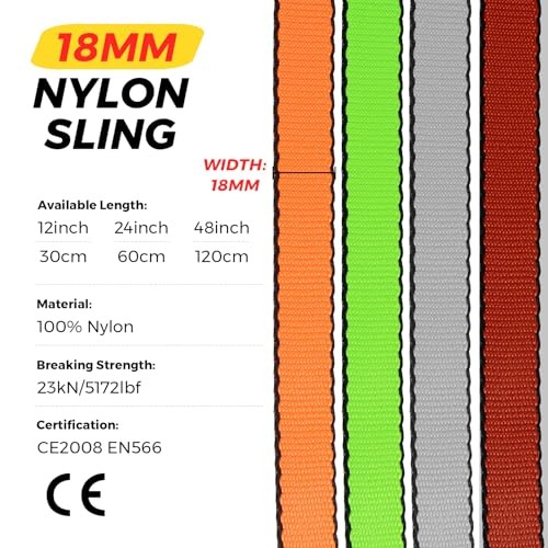 18MM Nylon Climbing Sling Runner 23KN 60cm /24inch | Single Unit Grey