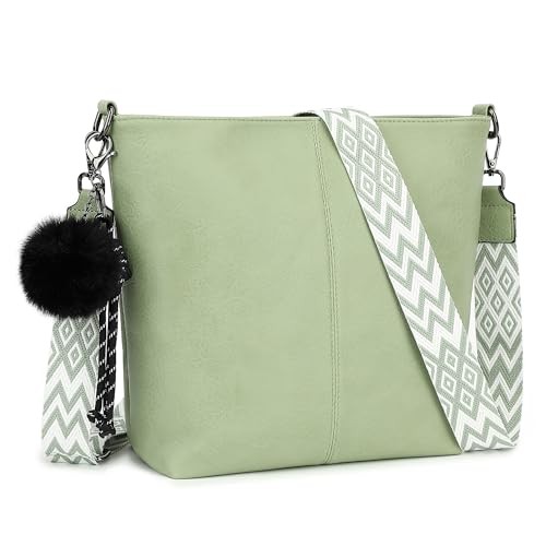 Crossbody Bags for Women Trendy Vegan Leather Purses and Hobo Light Green