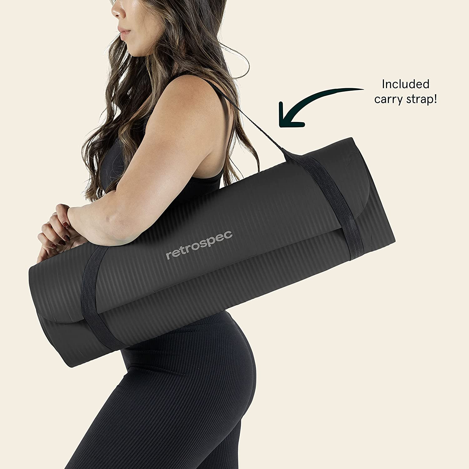 Retrospec Solana Yoga Mat Thick 1/2In Non-Slip Workout Mat with Nylon Strap – 72