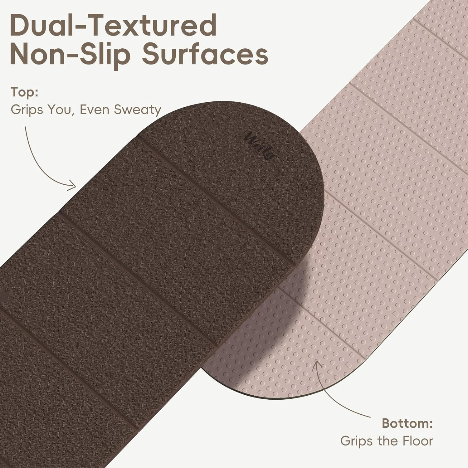 Foldable Yoga Mat 10Mm Thick TPE, Double-Sided Textured Non-Slip Dual-Color Mat,