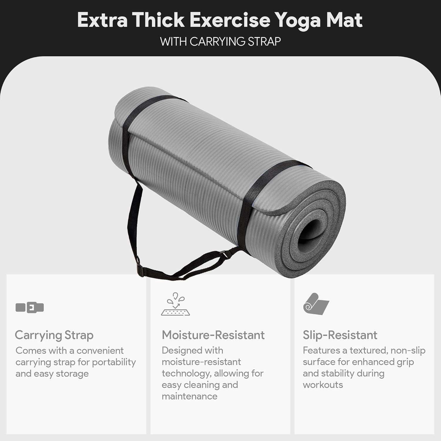 Balancefrom Yoga Mat, 1-Inch Extra Thick High Density Exercise Mat, Anti-Tear Ex