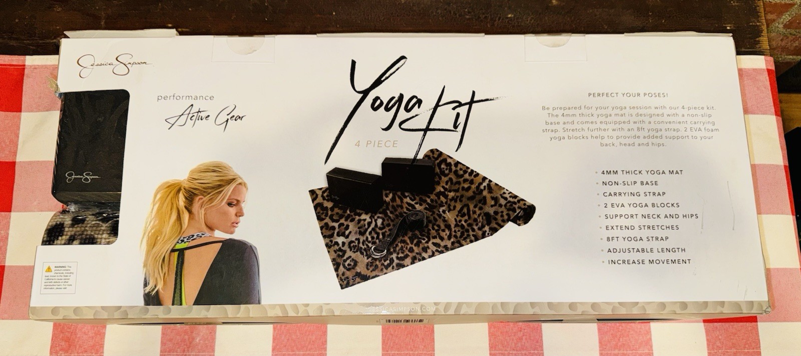 EDX x Jessica Simpson 4-Piece Essential Yoga Kit Leopard Cheetah Print NEW!