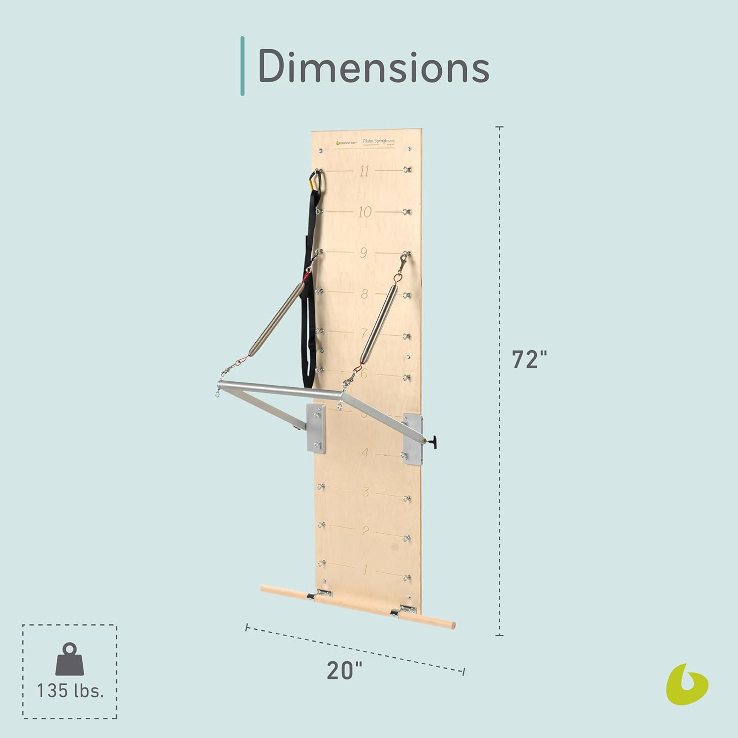 Pilates Springboard, Wall Mounted Pilates Workout Equipment for Home Gym or Stud