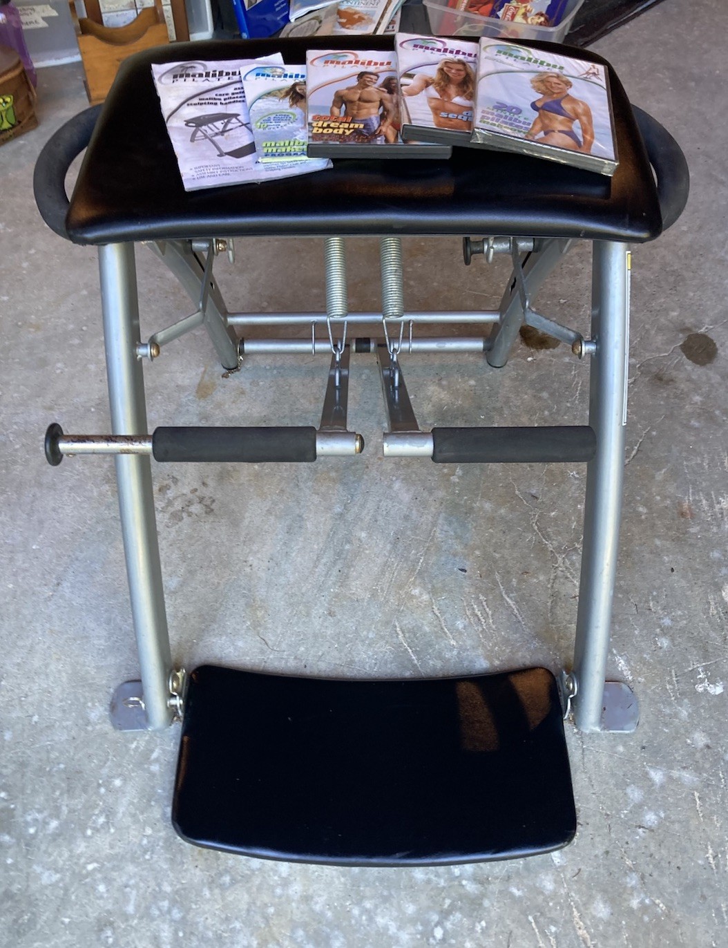 Malibu Pilates Pro Chair Bench Workout Machine 3 DVD’s & High Impact Springs