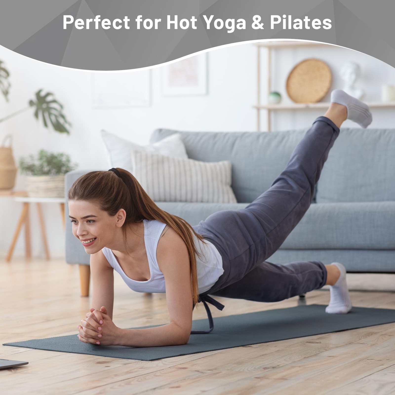 Non Slip Hot Yoga Towel with Grip Dots – Sweat 72 inches x 24 inches, Grey