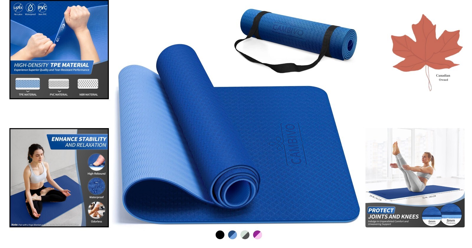 TPE Yoga Mat – Non-slip – Lightweight – 6mm – Comfortable – Long-lasting – Grip