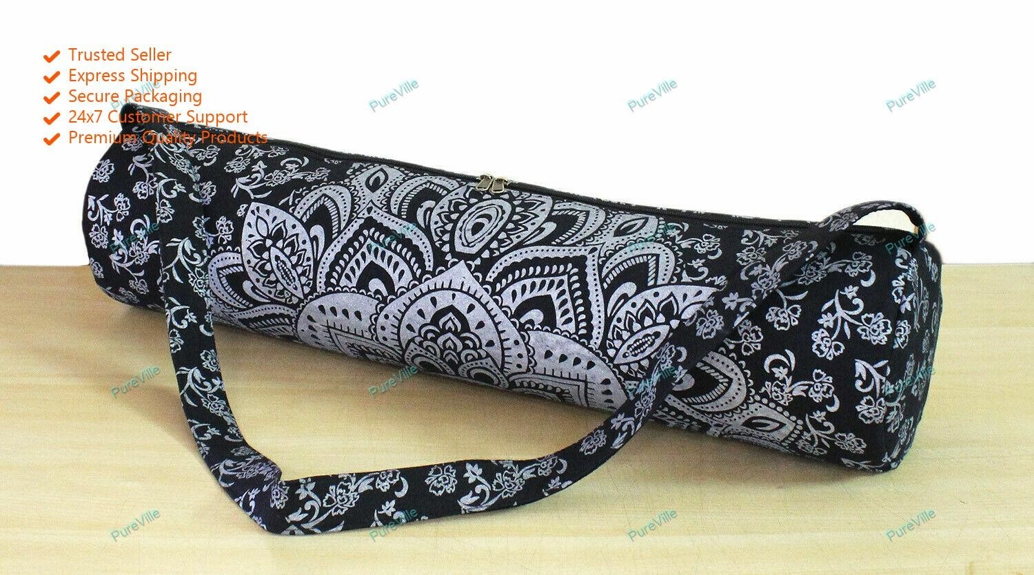 Solid Full-Zip Exercise Yoga Mat Carry Bag Gym Beach Pilates Carrier Bag