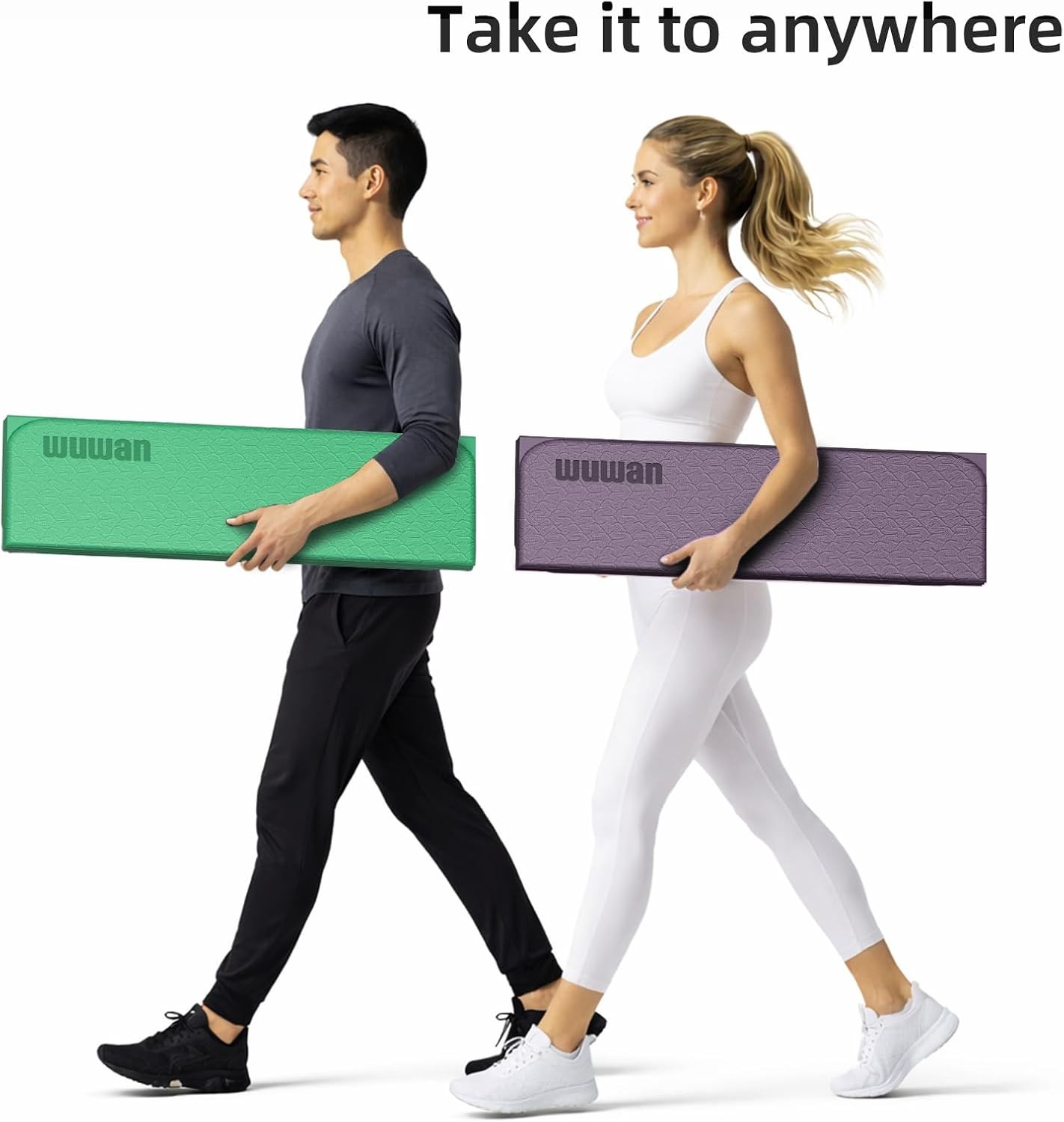 Folding Yoga Mat Extra Thick 0.4 Inch, Foldable Yoga Mat 75 x 26 Inches, TPE