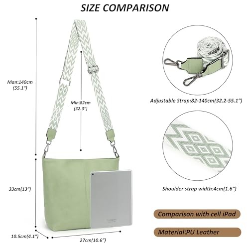Crossbody Bags for Women Trendy Vegan Leather Purses and Hobo Light Green