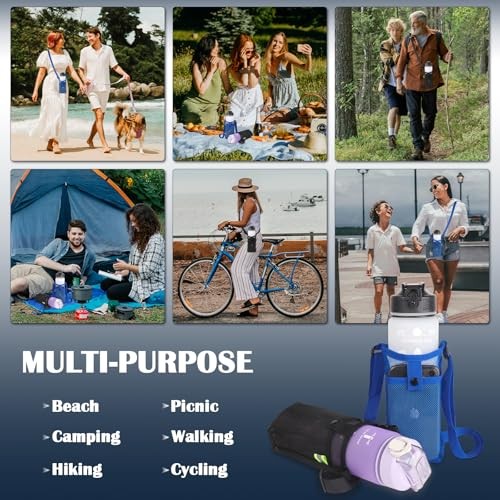 GAOHUI 2 Packs Bottle Holder with Strap, Mesh Sling, Adjustable Shoulder