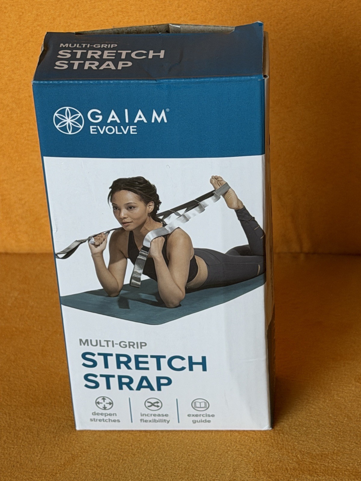 Gaiam Evolve Stretch Strap, 96 in., grey, durable, 10 grip pts, stretch guide