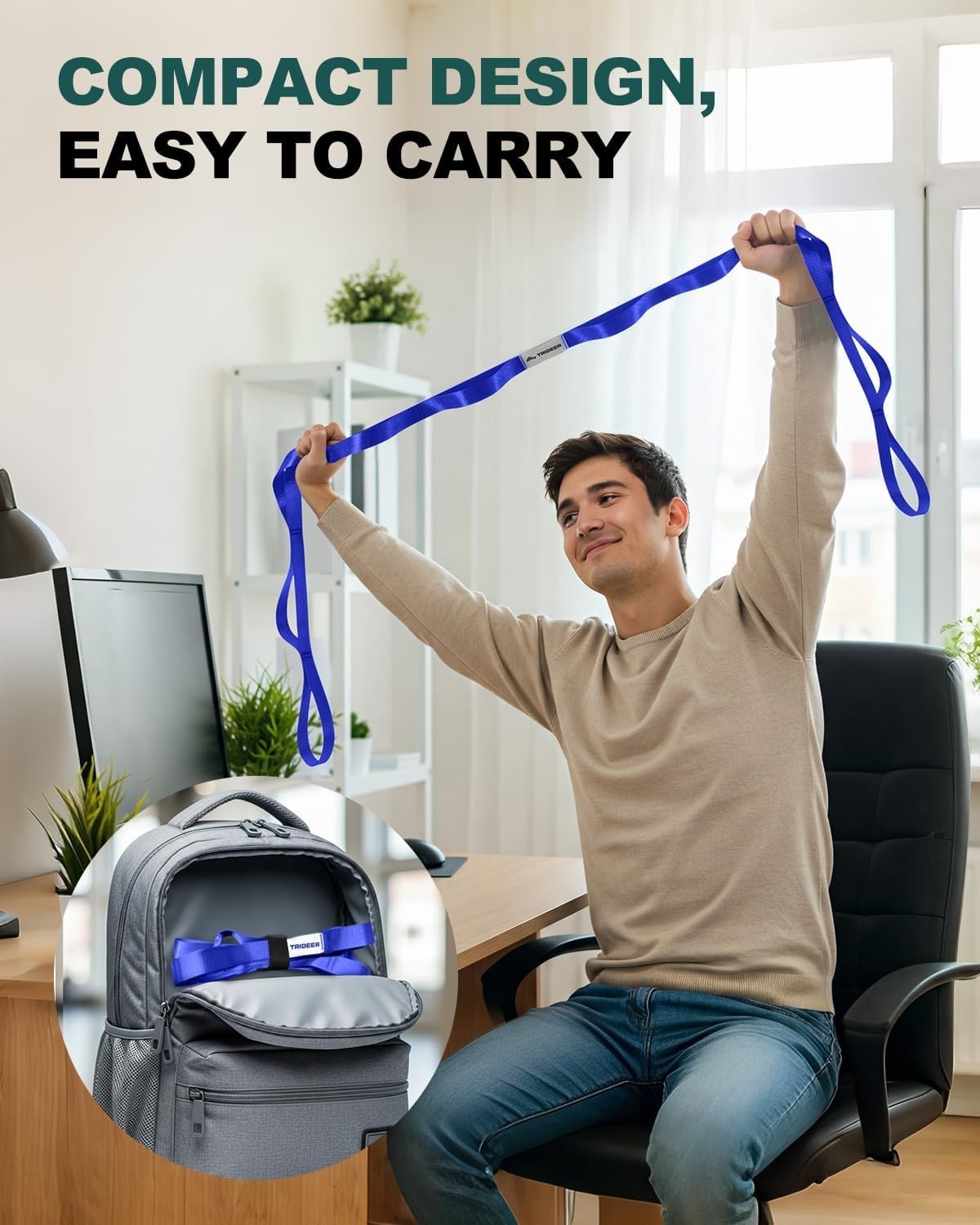 Durable Polyester Stretching Strap with 10 Loops for Enhanced Mobility and Rehab