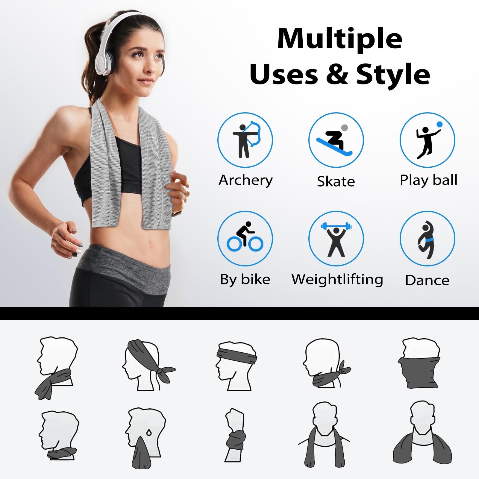 Cooling Towels – 5 Pack Gym Towels, Gym Towels for Working Out, Yoga Towel, Q…
