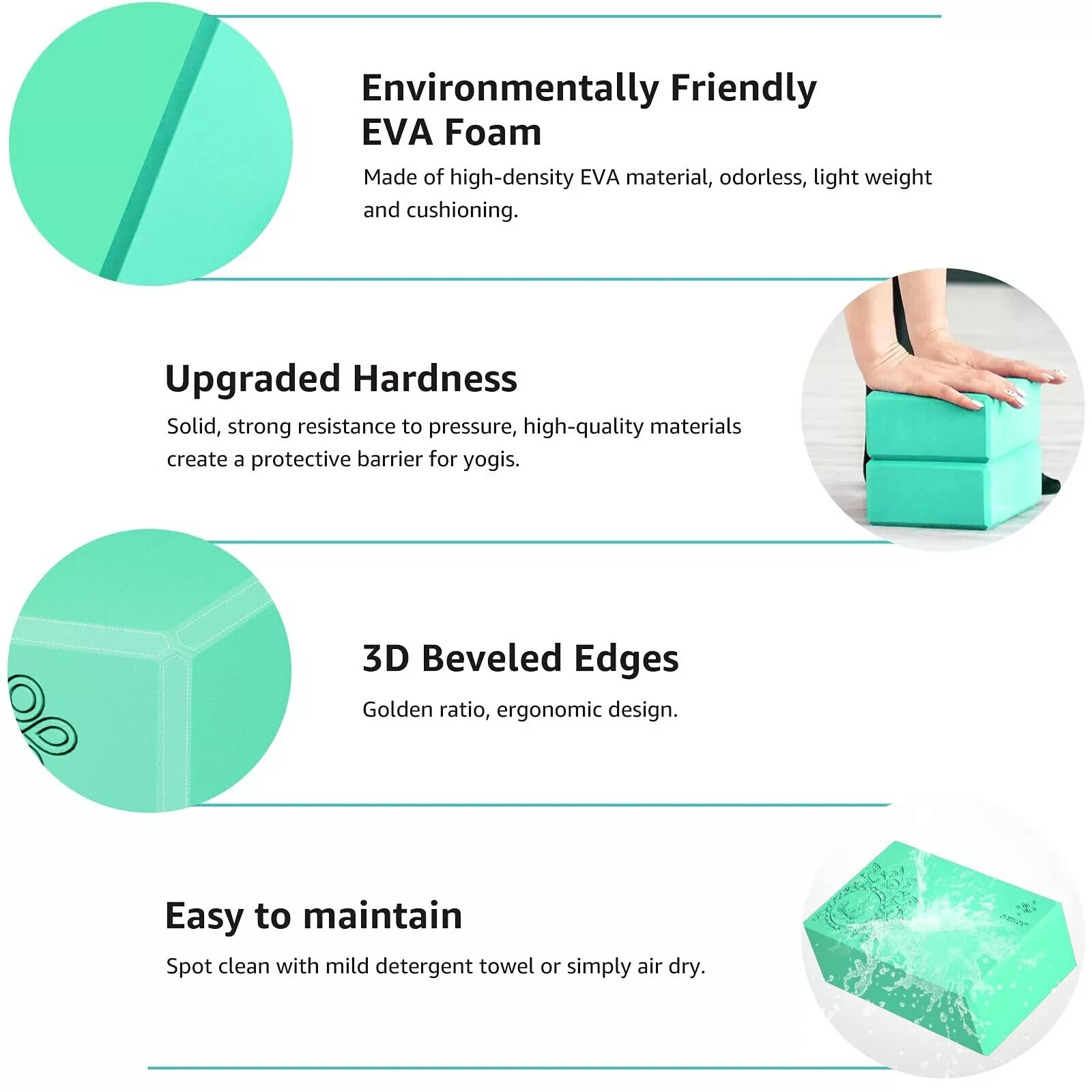 Yoga Block 2 Pack Supportive Latex-Free EVA Foam Soft Non-Slip Surface for Ge…