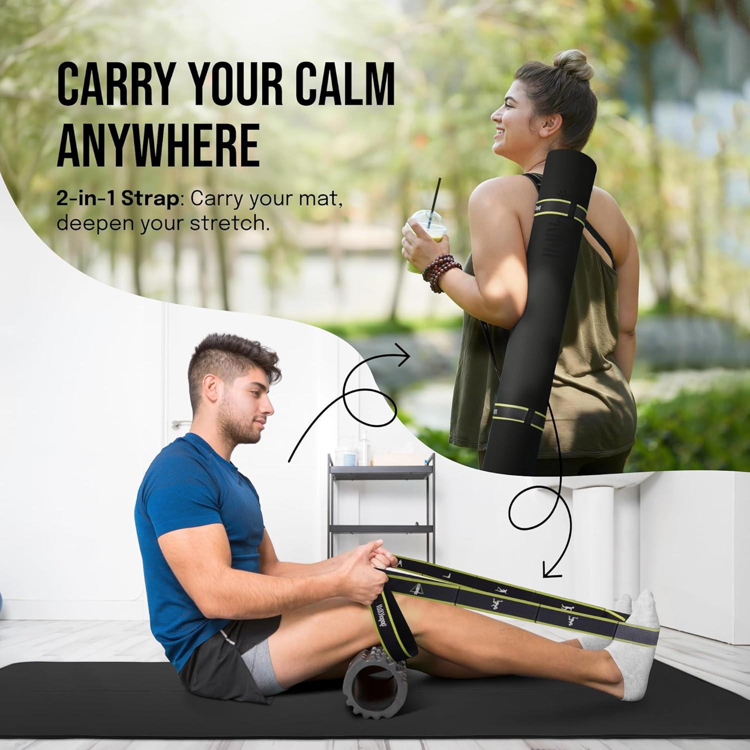 Extra Wide Yoga Mat for Men Women (72&Prime;L X 36&Prime;W) Non Slip Fitness & Exercise Mat