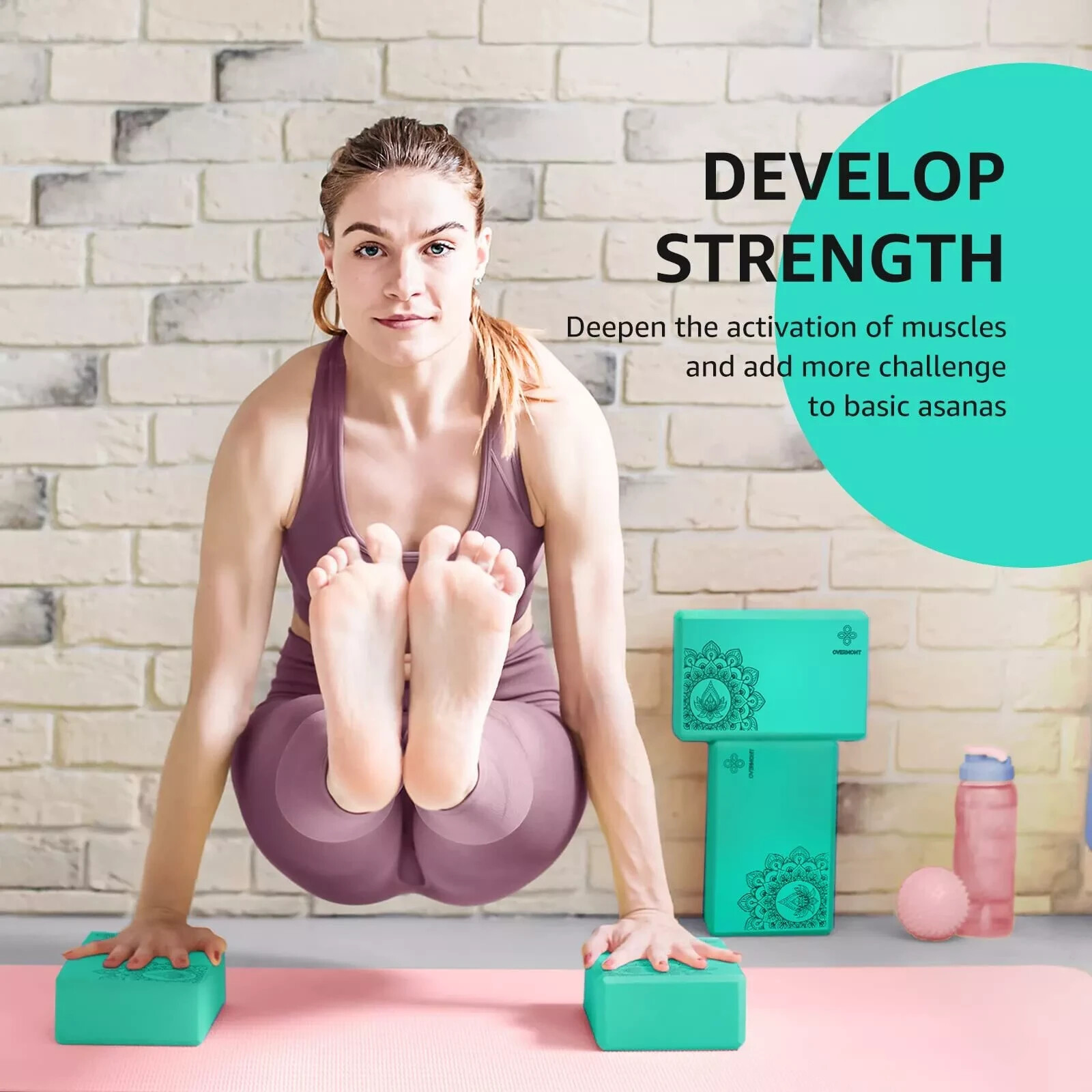 Yoga Block 2 Pack Supportive Latex-Free EVA Foam Soft Non-Slip Surface for Ge…