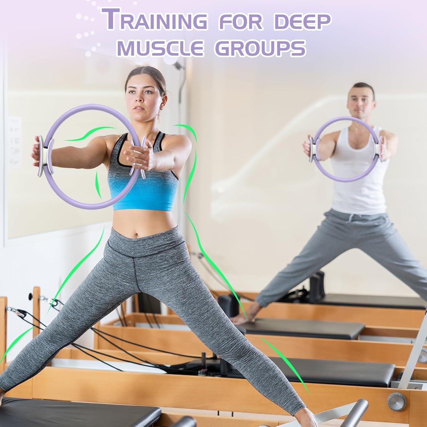 Pilates Ring Set 14-Inch Magic Circle with Dual Padded Handles Purple 8-10