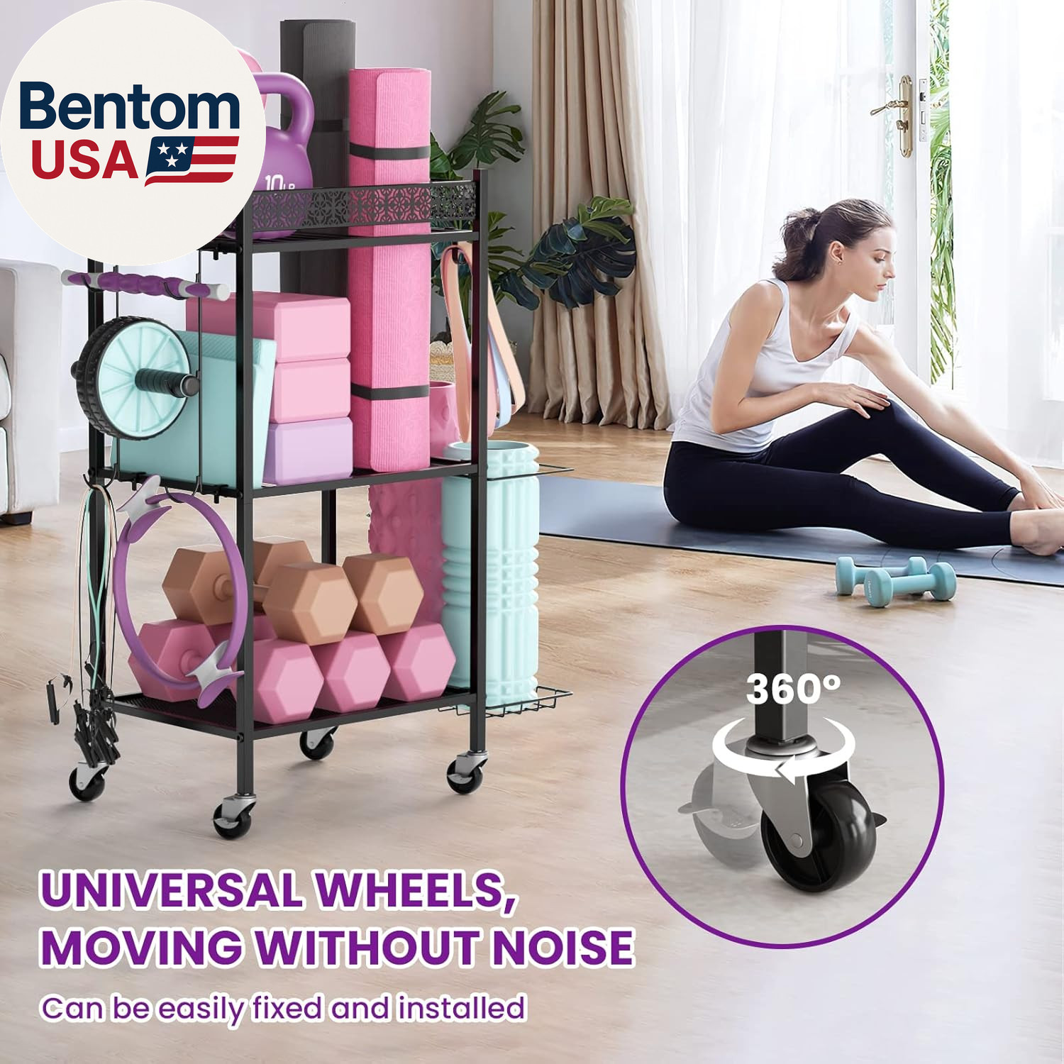 Yoga Mat Storage Rack, Home Gym Storage Rack, Workout Storage for Yoga Mat, Foa