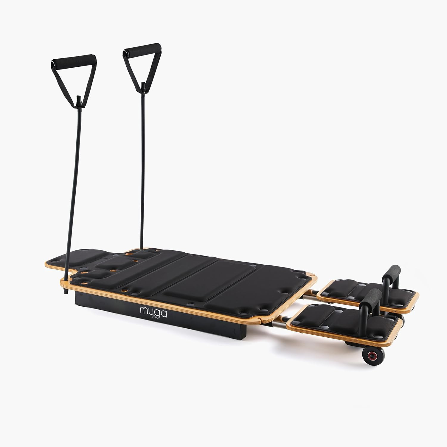 Wooden Pilates Reformer,Home Pilates Machine with Adjustable Resistance and Padd