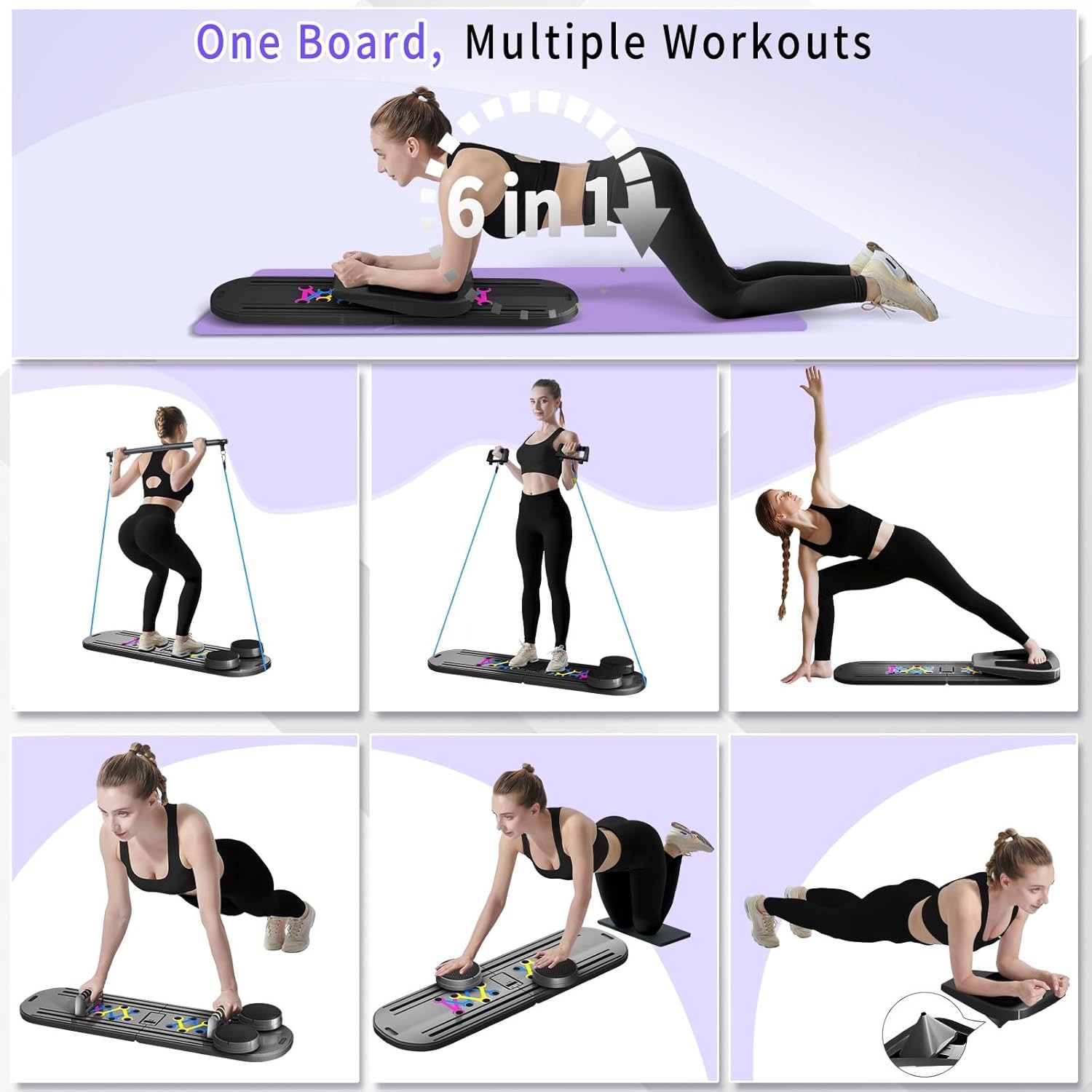 Pilates Board,Foldable ReformerPilates Equipment with Timer, Multi-Purpose BLACK
