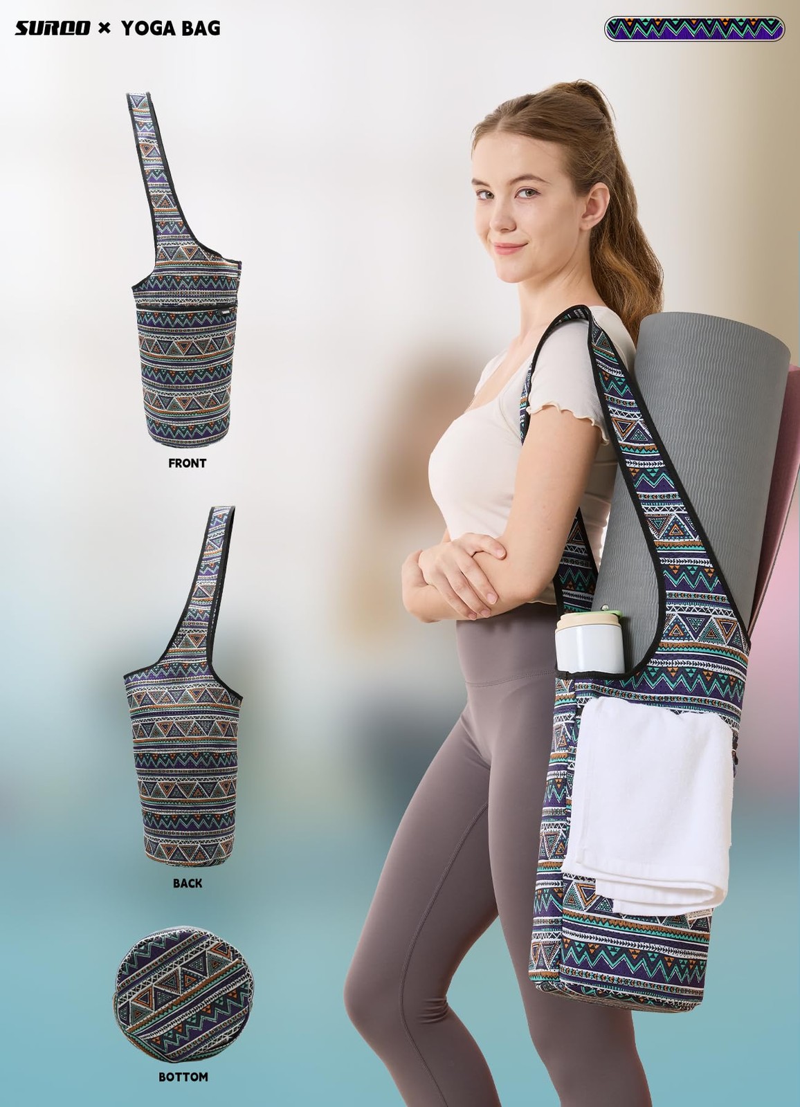 Yoga Mat Bag – Neoprene, Lightweight, Spacious Carrier, Large Zipper Pocket, …