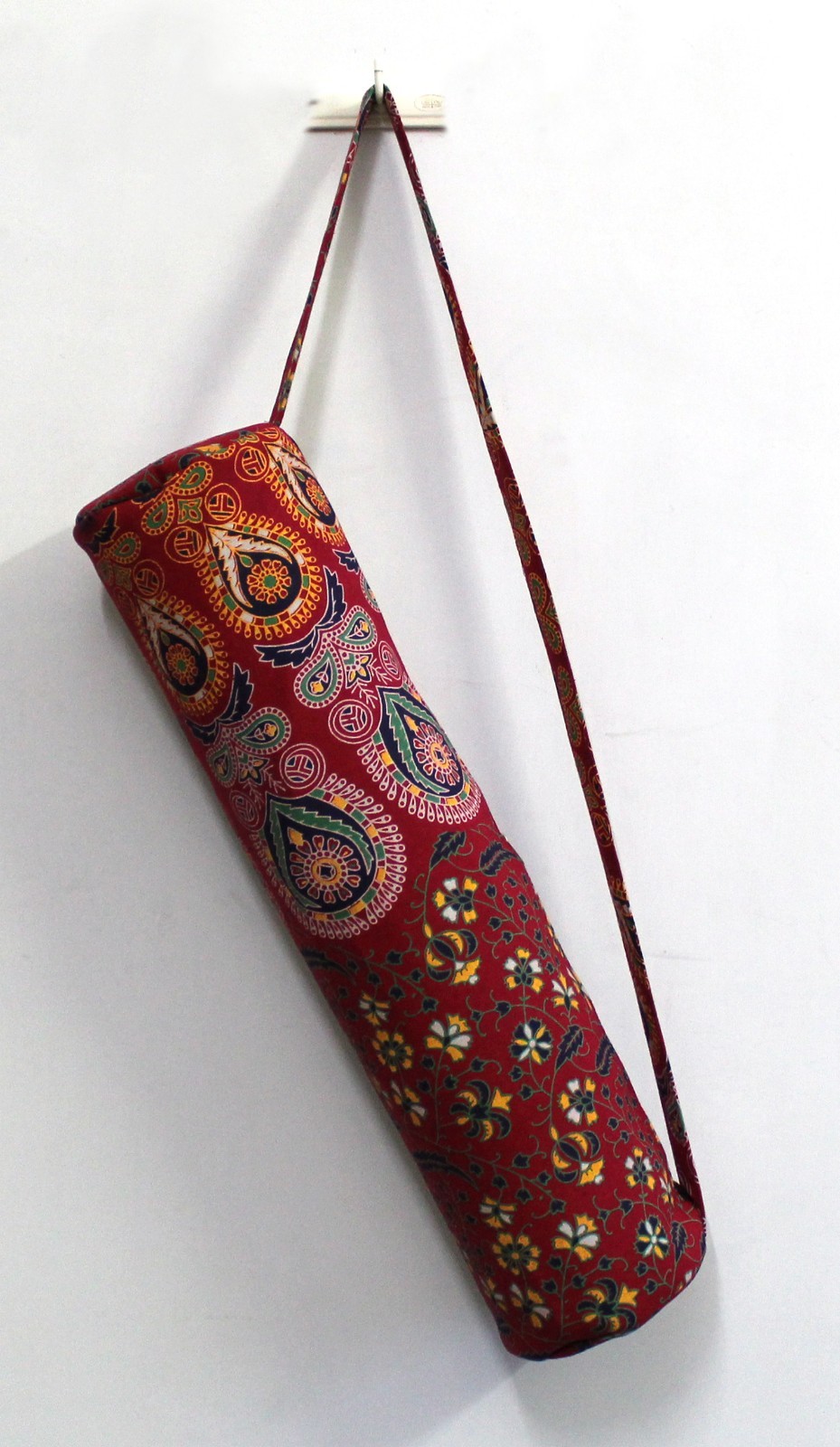 Indian Red Floral Yoga Mat Carrier Bag Mandala Large Bag With Shoulder Strap