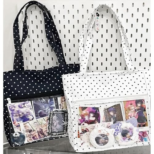 Ita Bag Cute Tote Bag Kpop Plushies Kawaii Anime Pin Display Shoulder Bag Black