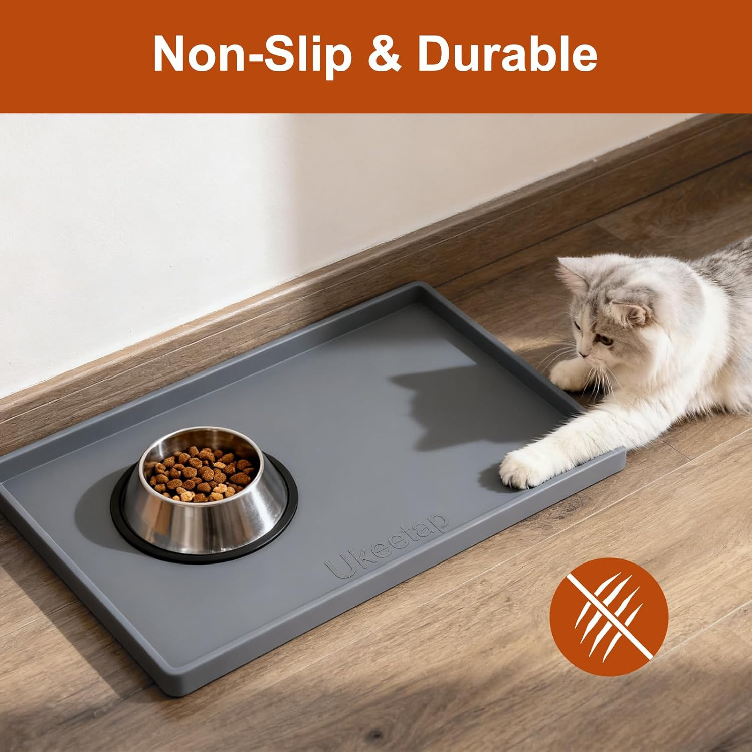 Extra Thick Silicone Mat Waterproof with Raised Edge 19” x 12”, BPA Free Non-Sli