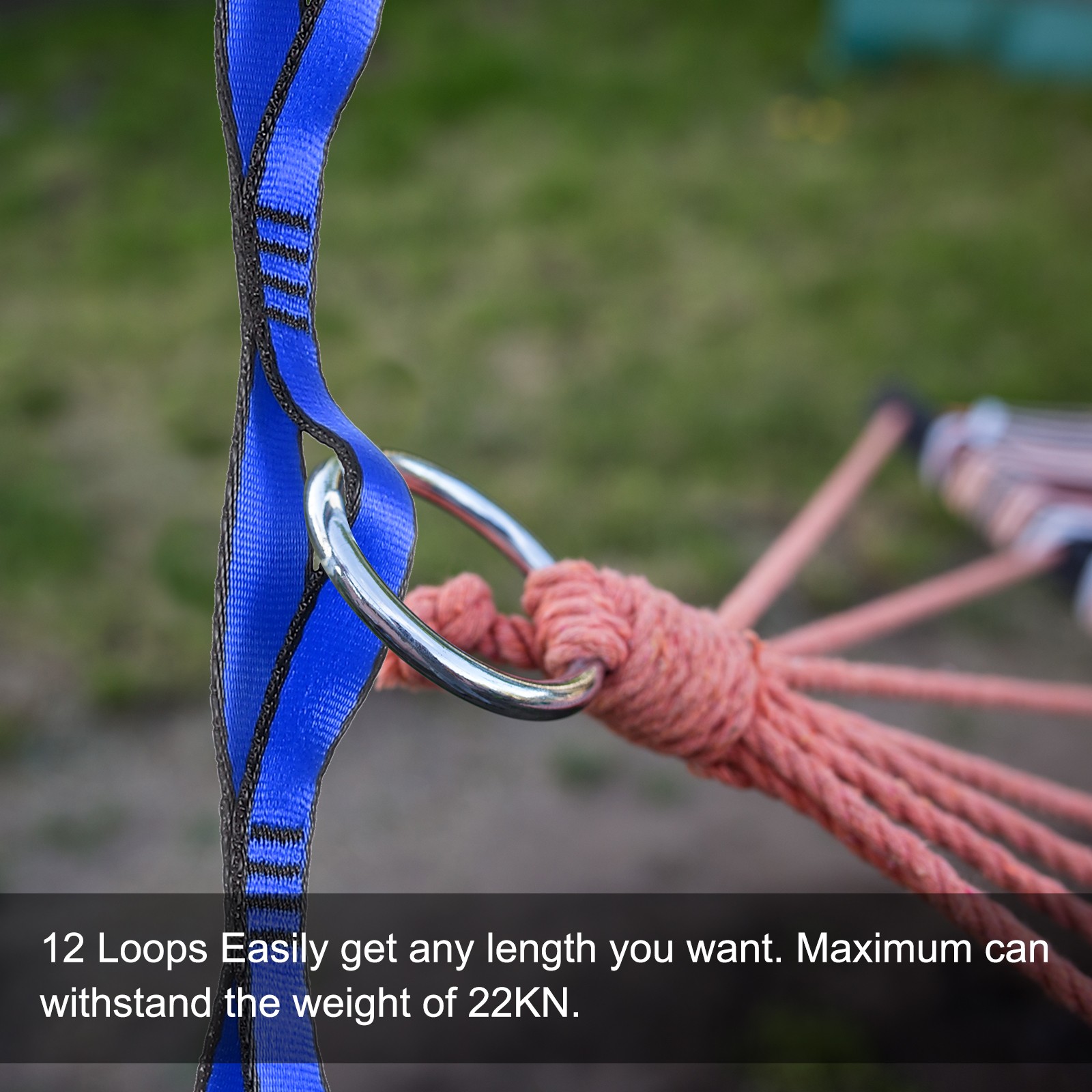 25KN Daisy Chain Yoga Extend Belt 1.8M, 2Pcs Climbing Straps for Exercise, Blue