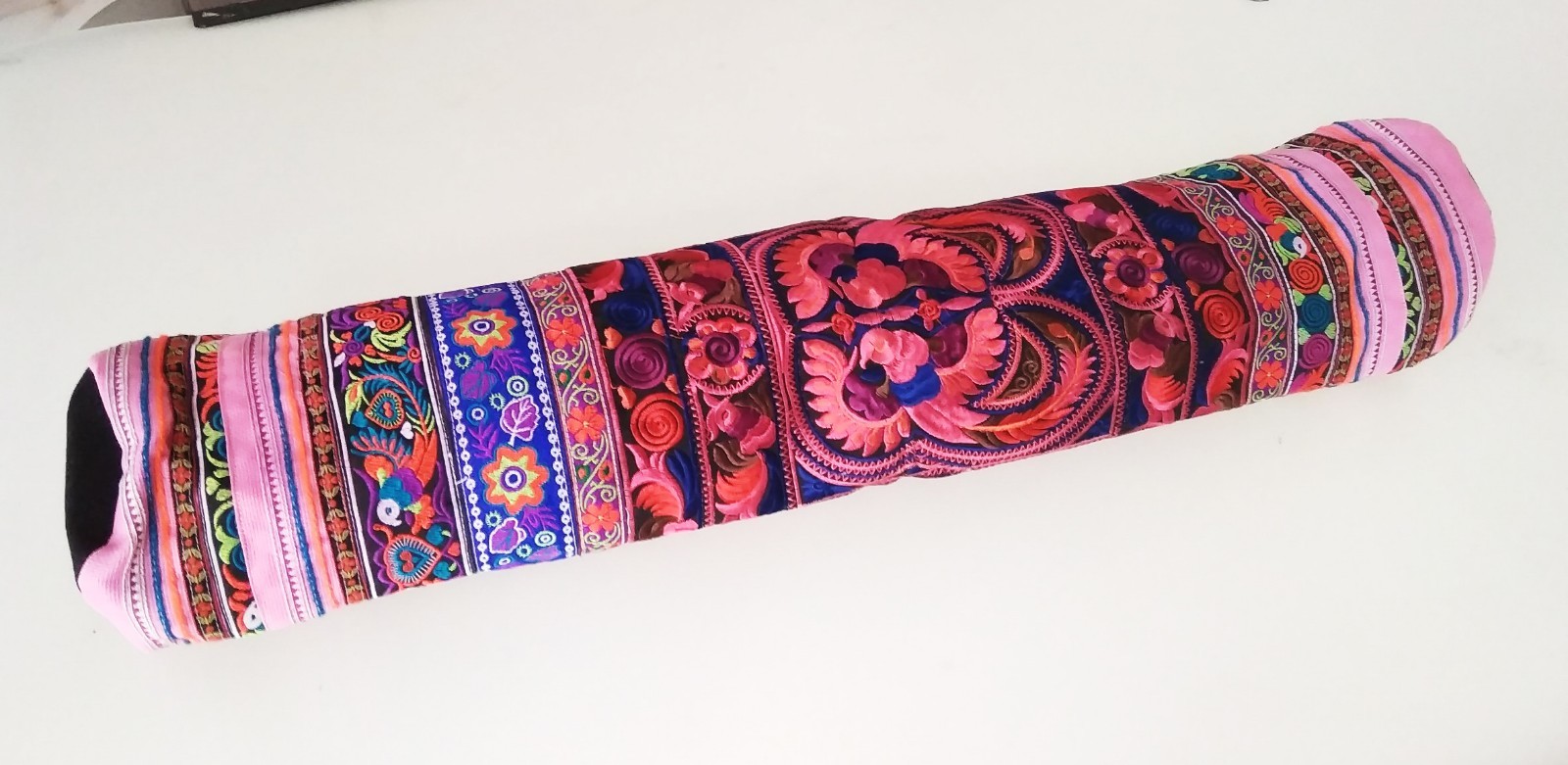 Handmade Fabric Yoga Mat Bag Accessory Blue Carrier Gym Tribal Art Thai Craft 4