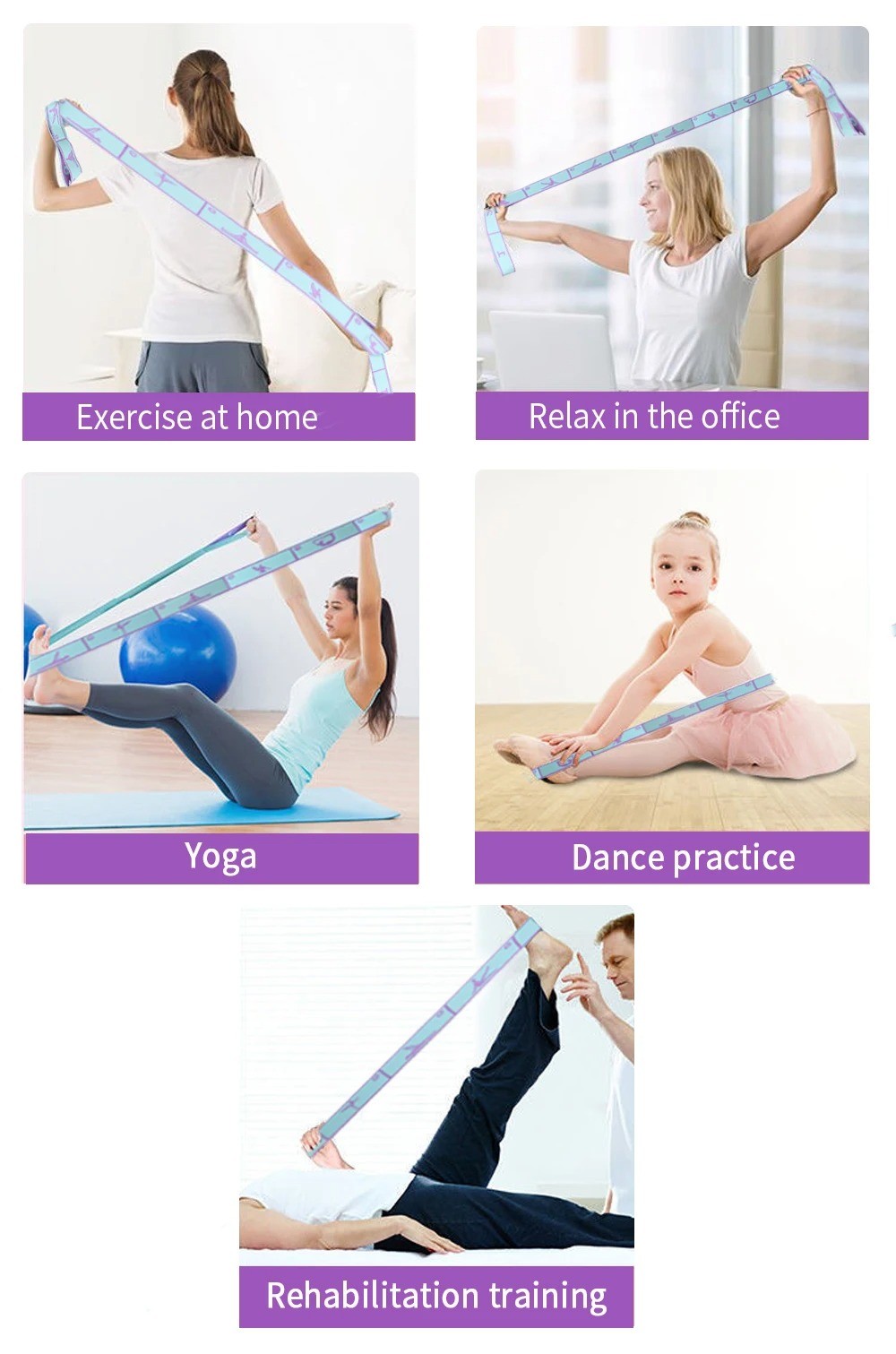 Extra Thick Yoga & Pilates Training Bands for Full-Body Workouts Non-Slip