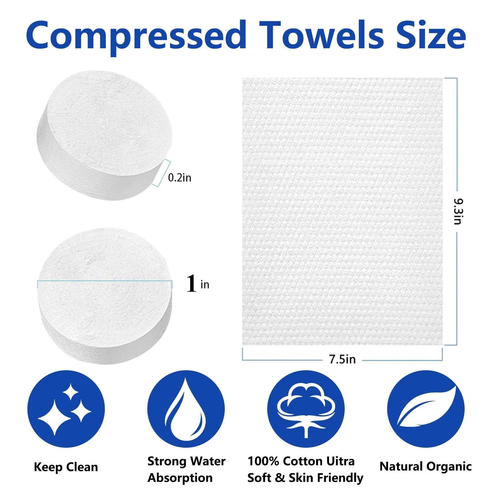 100 PCS Compressed Towels, Compressed Cotton Hand Wipe, Camping Towel, Dispos…