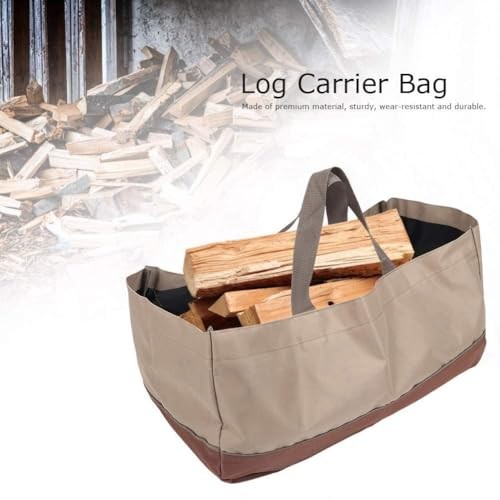 Firewood Bag Carrier, Firewood Bags with Handles Portable Foldable Large