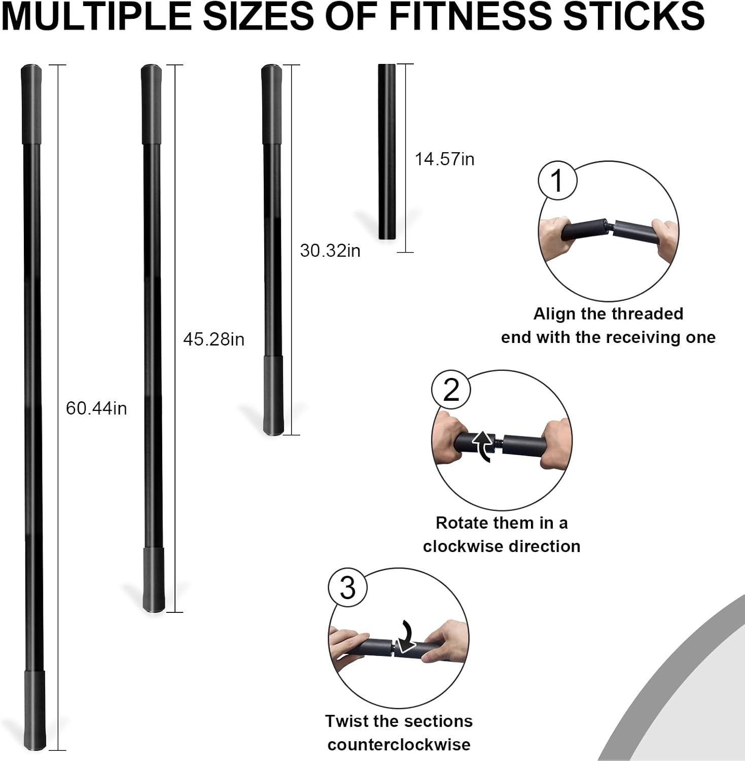 5Ft Heavy-Duty Steel Adjustable Yoga Stick with Resistance Bands