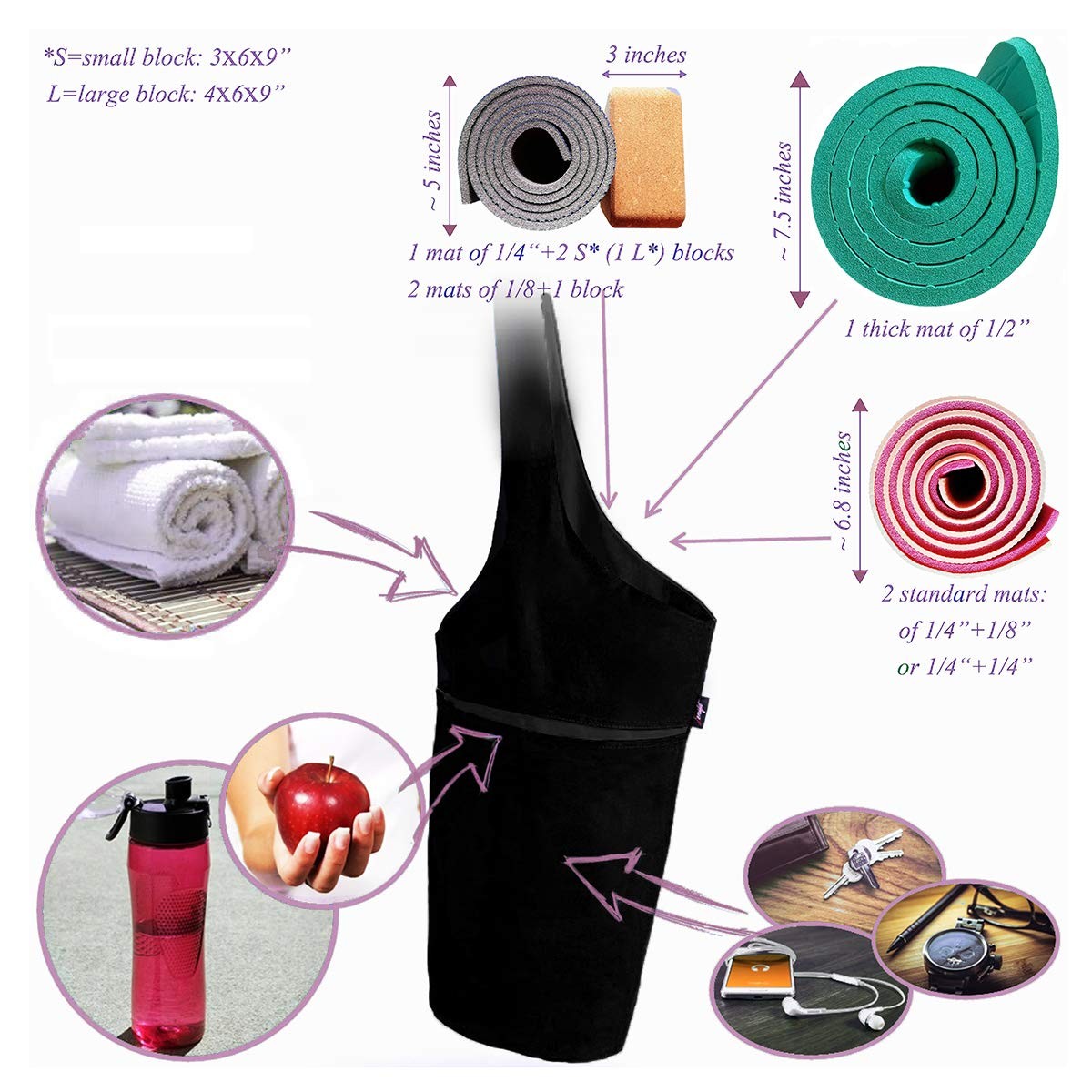 Zenifit Yoga Mat Bag – Versatile Yoga Bag with Mat Straps & Storage Pockets, …