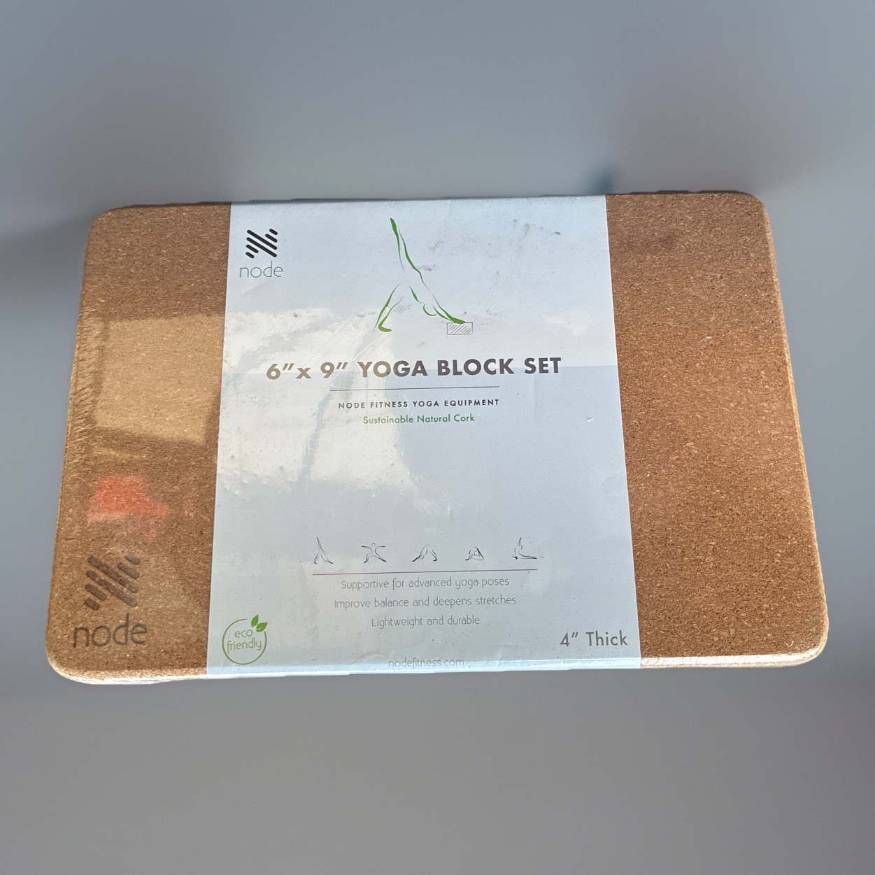 Node Fitness Yoga Equipment Cork Block Set 6” x 9” x 4” Natural Sustainable New