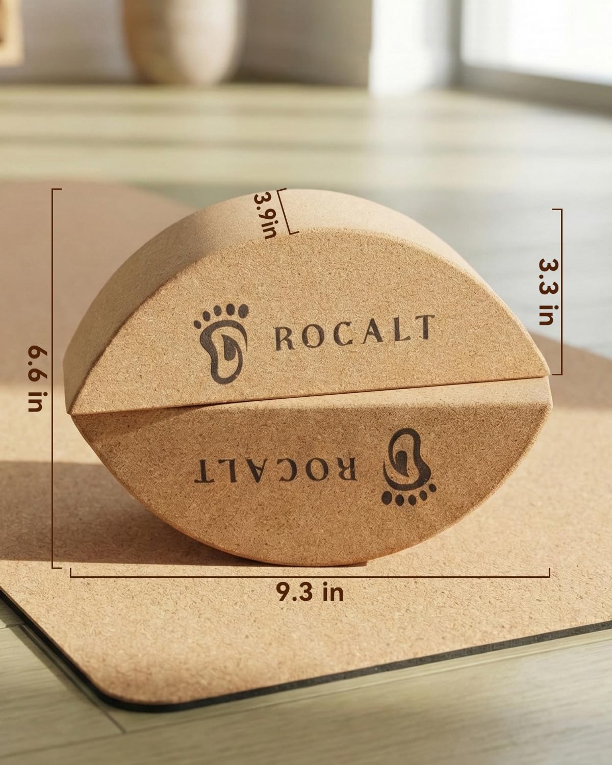 Rocalt Half Moon Cork Yoga Block and Foot Stretcher