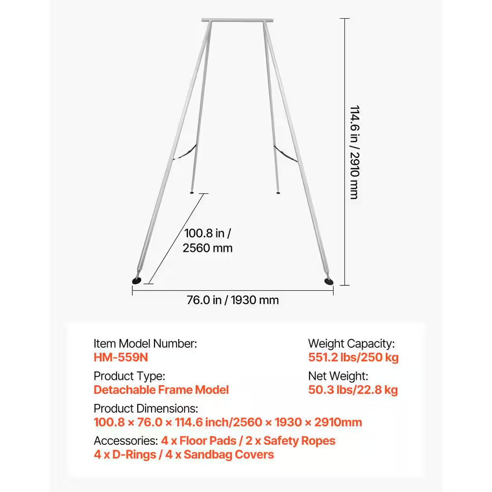 Yoga Stand Frame 9.6 Ft. Length Swing Stand, Max 551.2 Lbs. Load Triangular Stru