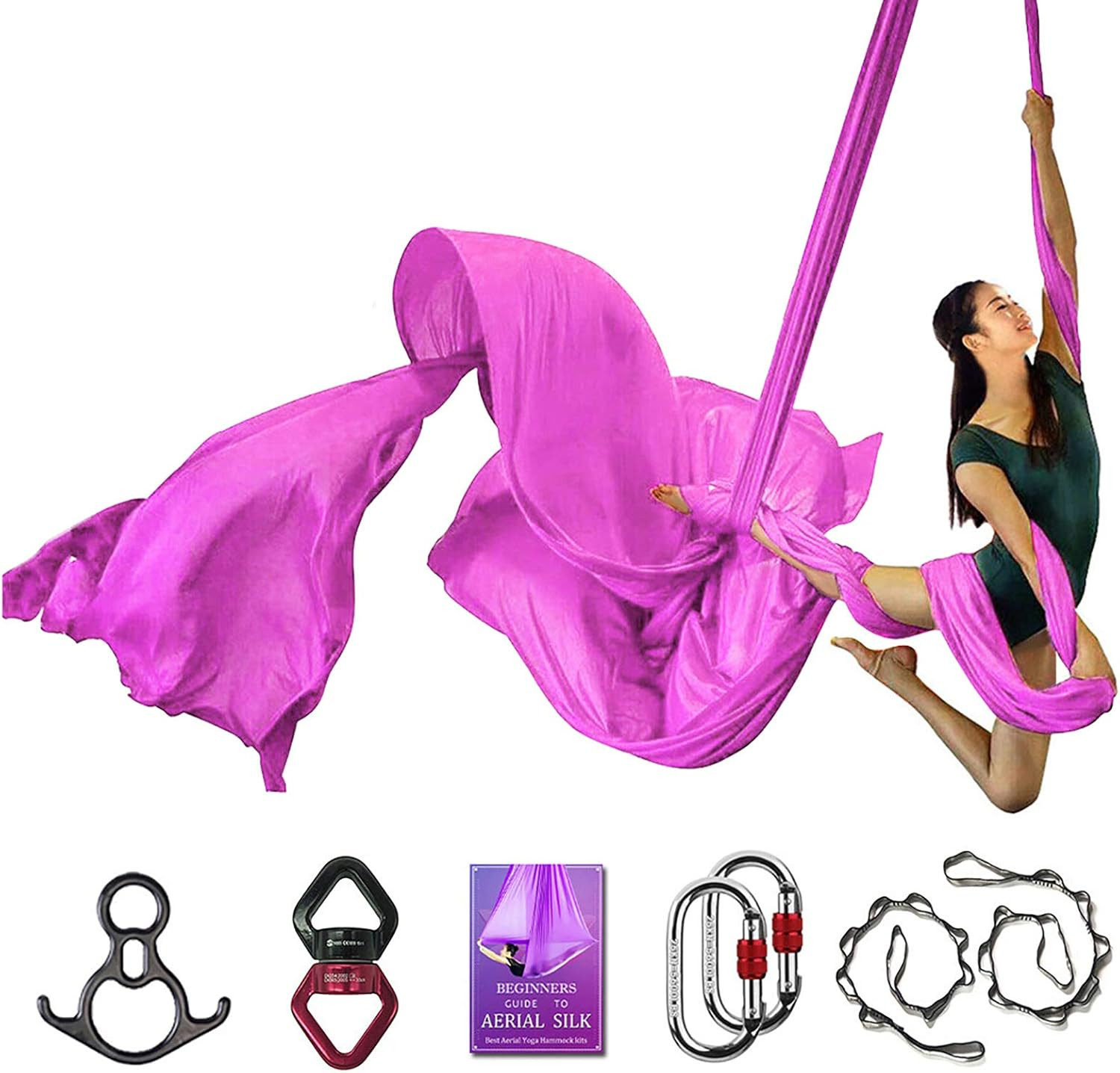 Deluxe Aerial Silks Equipment Set – 11 Yards Aerial Yoga Hammock Swing for Acrob