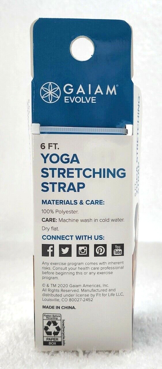 GAIAM EVOLVE Black 6 ft Yoga Stretching Strap 100% Polyester – NEW